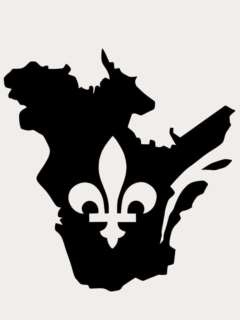 Dessin de la province de Québec avec une fleur de lys au centre