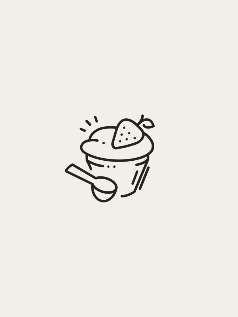 Icône artistique d'un bol de yogourt avec une fraise